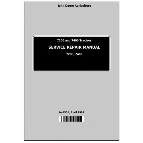 7200 and 7400 2WD or MFWD John Deere Tractor (TM1551) Service Repair Manual