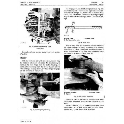 Download John Deere 8430, 8630 4WD Articulated Tractor (TM1143) Service Technical Manual