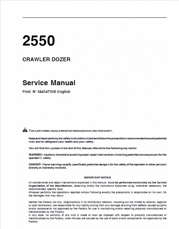 Case 2550 Crawler Dozer Bulldozer Pdf Repair Service Manual