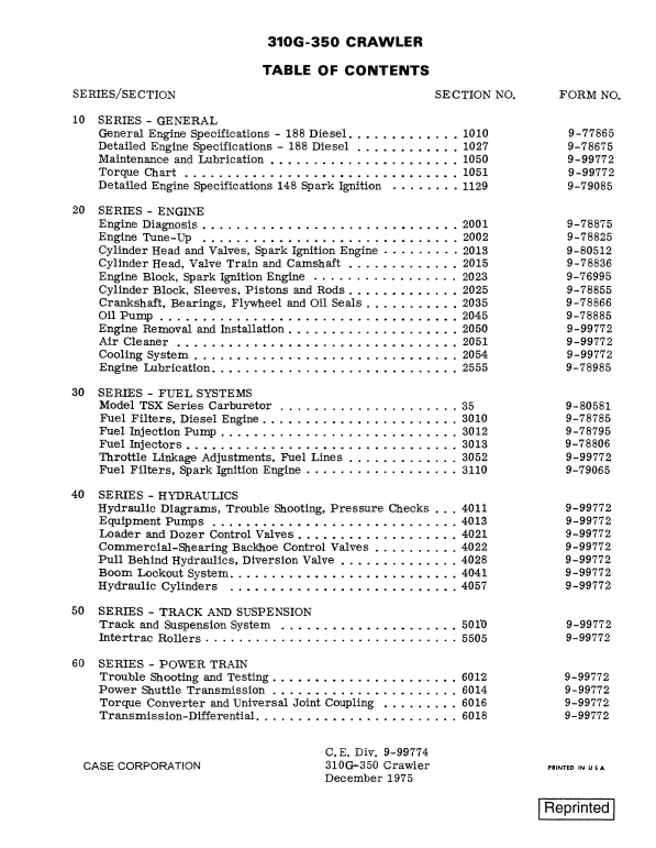 Case 310G, 350 Crawler Dozer Bulldozer Pdf Repair Service Manual