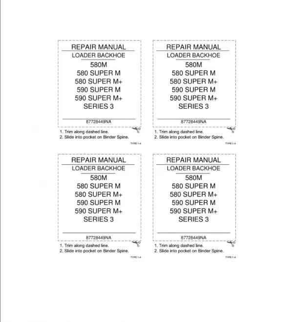 Case 580M, 580 SUPER M+, 590 SUPER M, 590 SUPER M+ Loader Backhoe Pdf Repair Service Manual (Pb. No. 87728449NA)