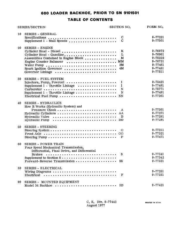 Case 680 Loader Backhoe Pdf Repair Service Manual (Pb. No. 9-77442)