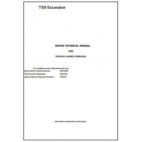Download John Deere 75D Excavator - (TM10749) Service Technical Manual