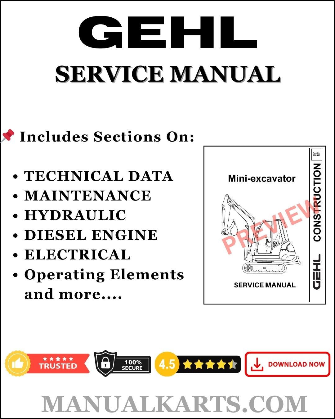 Mustang 2066, 2076, 2086 & Gehl 5640E, 6640E Sikd Steer Loader (with Tier3 Yanmar Engine) Pdf Service Repair Manual