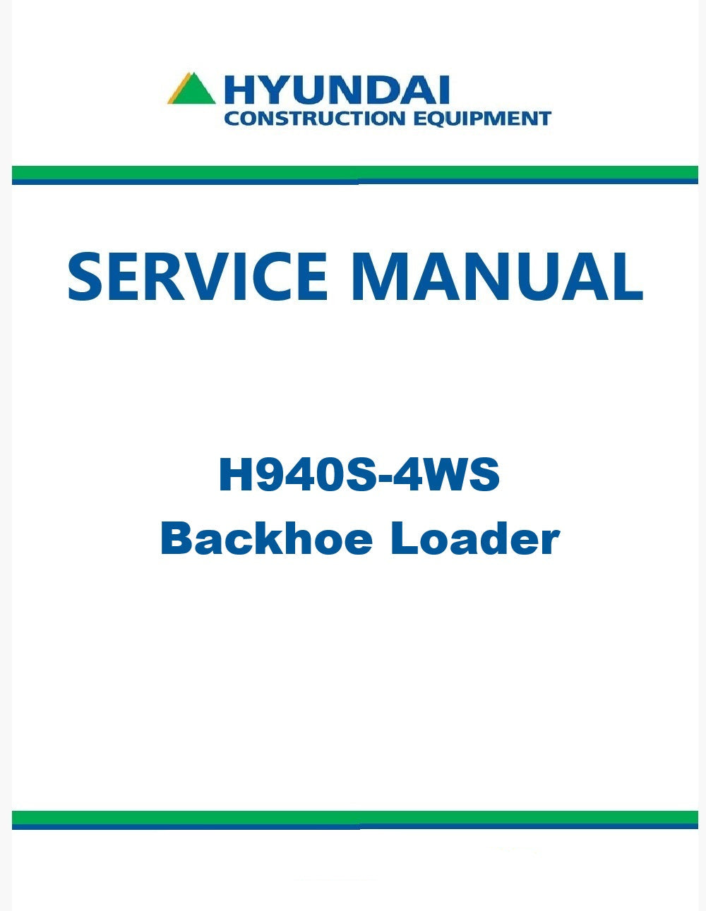 Hyundai H940S-4WS Backhoe Loader Pdf Repair Service Manual