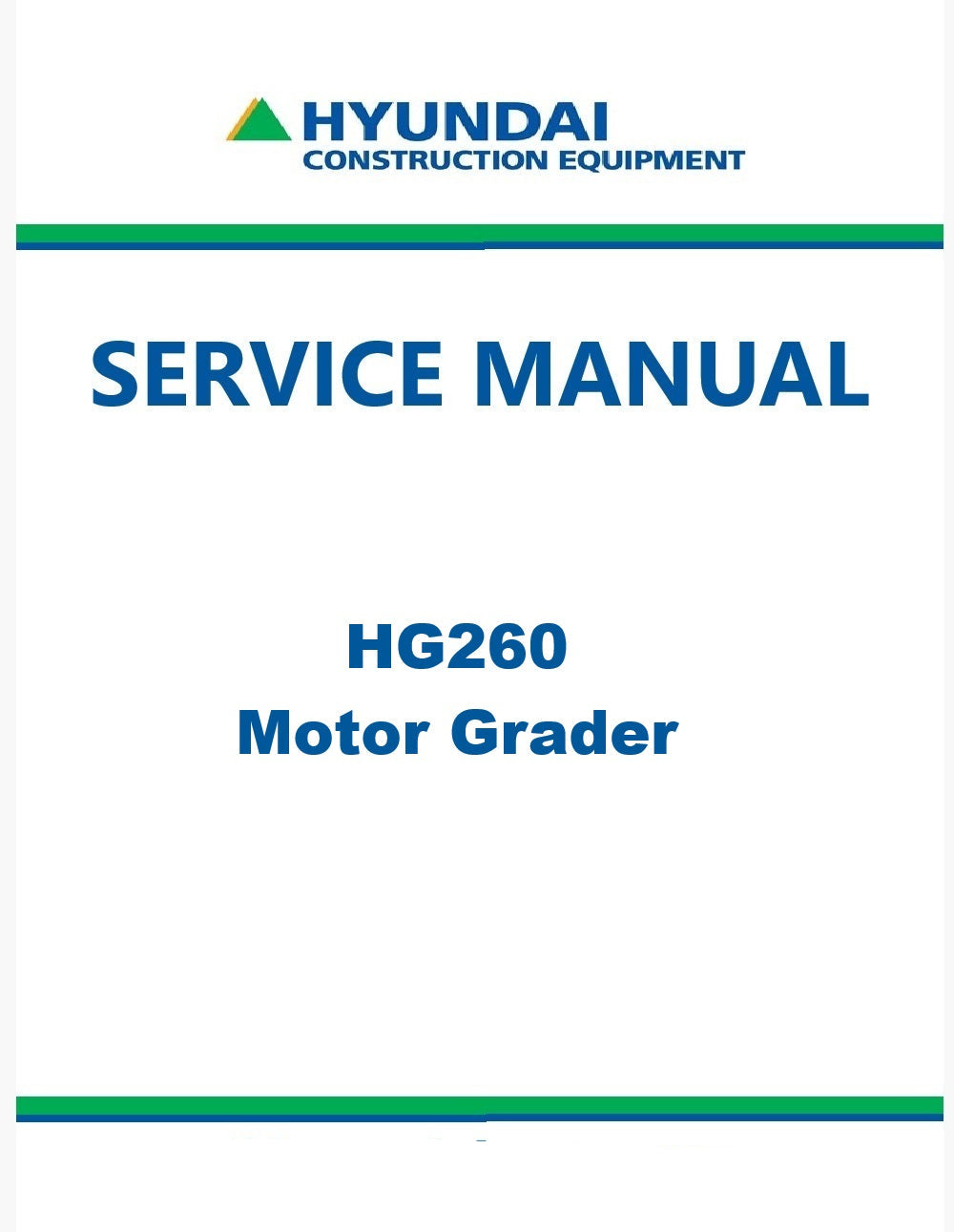 Hyundai HG260 Motor Grader Pdf Repair Service Manual