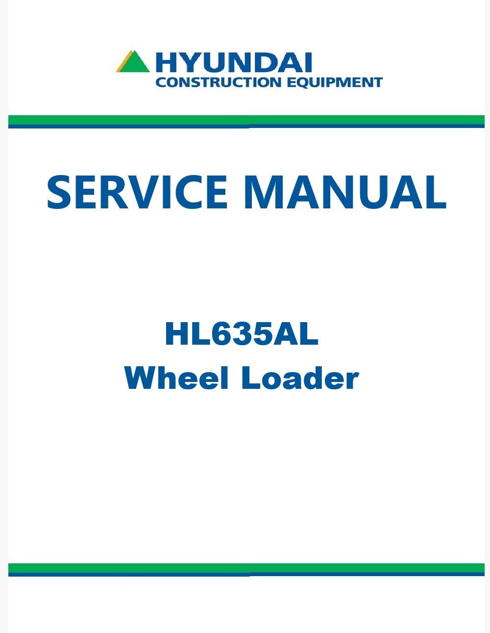 Hyundai HL635AL Wheel Loader Pdf Repair Service Manual