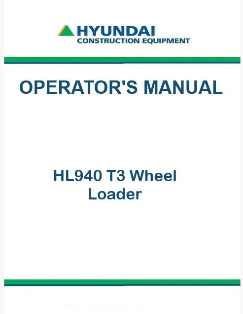 Hyundai HL940 T3 Wheel Loader Pdf Operator's Manual