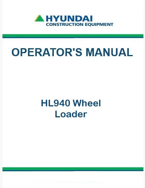 Hyundai HL940 Wheel Loader Pdf Operator's Manual