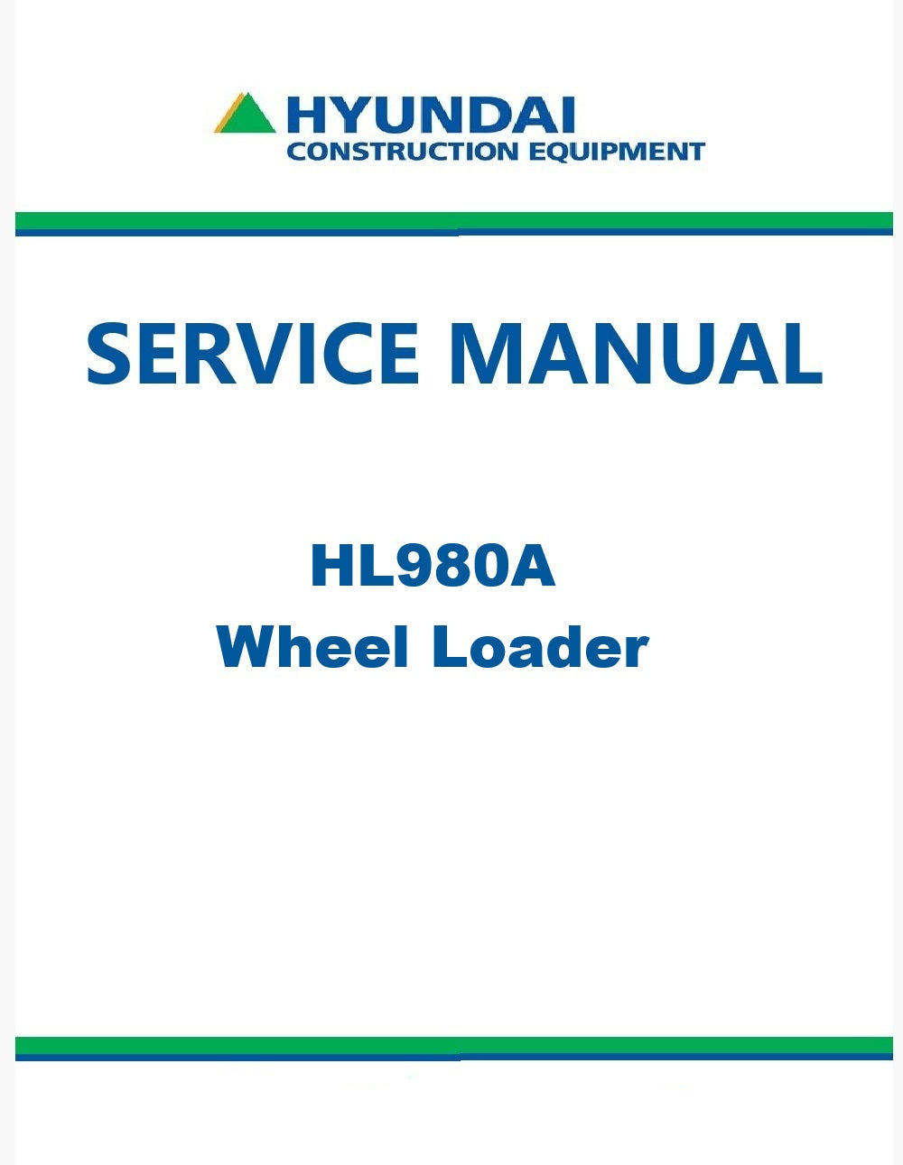 Hyundai HL980A Wheel Loader Pdf Repair Service Manual