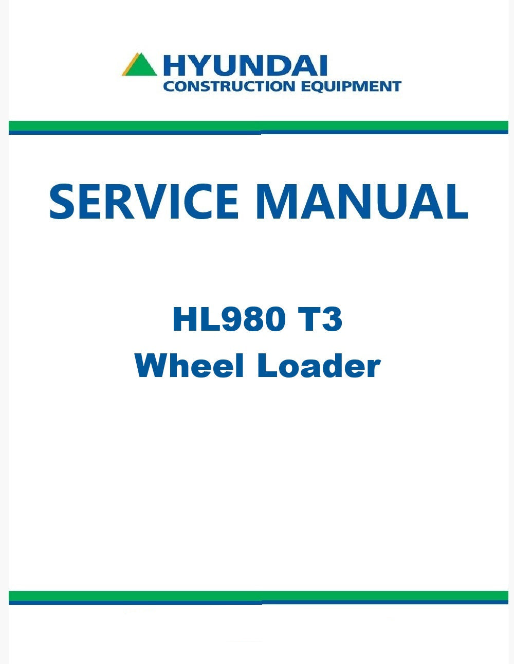 Hyundai HL980 T3 Wheel Loader Pdf Repair Service Manual