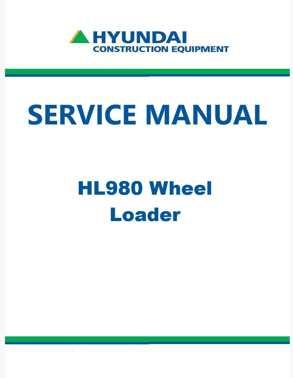 Hyundai HL980 Wheel Loader Pdf Repair Service Manual