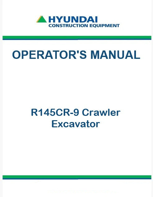 Hyundai R145CR-9 Crawler Excavator Pdf Operator's Manual