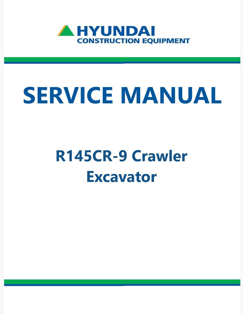 Hyundai R145CR-9 Crawler Excavator Pdf Repair Service Manual