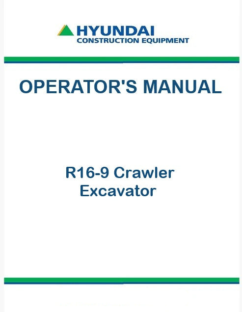 Hyundai R16-9 Crawler Excavator Pdf Operator's Manual