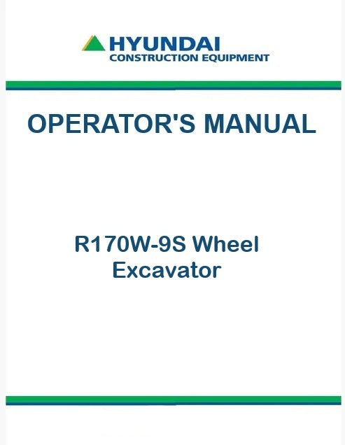 Hyundai R170W-9S Wheel Excavator Pdf Operator's Manual