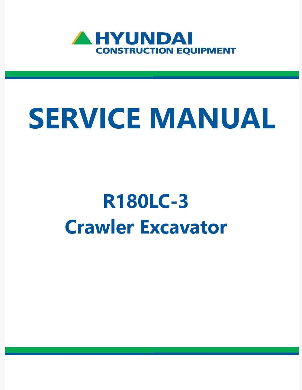 Hyundai R180LC-3 Crawler Excavator Pdf Repair Service Manual