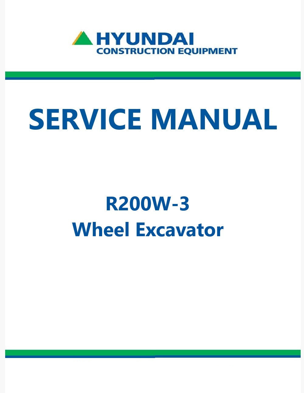 Hyundai R200W-3 Wheel Excavator Pdf Repair Service Manual