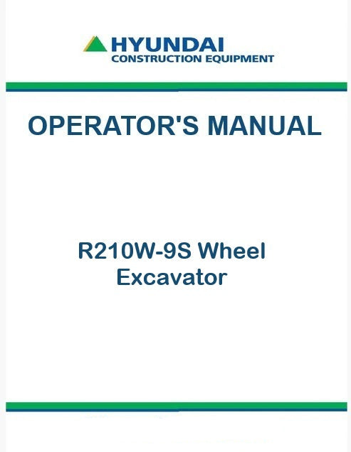 Hyundai R210W-9S Wheel Excavator Pdf Operator's Manual