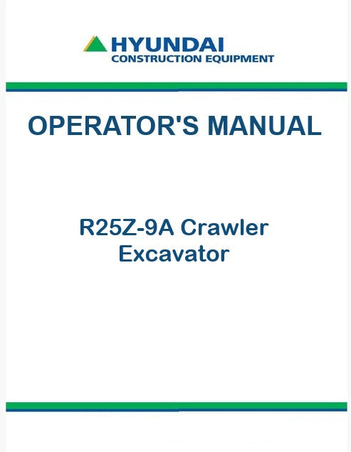 Hyundai R25Z-9A Crawler Excavator Pdf Operator's Manual