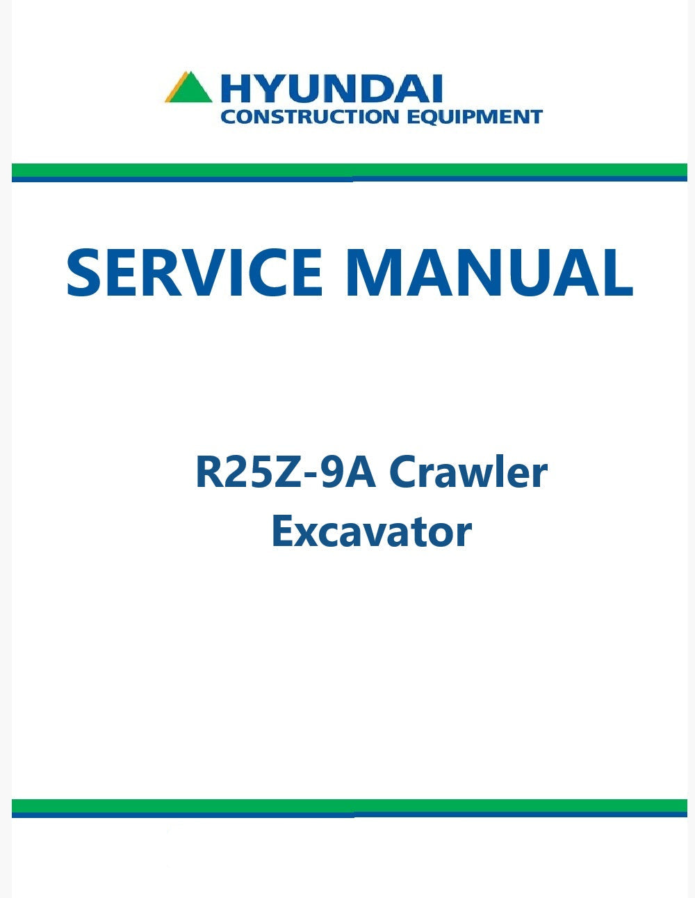 Hyundai R25Z-9A Crawler Excavator Pdf Repair Service Manual