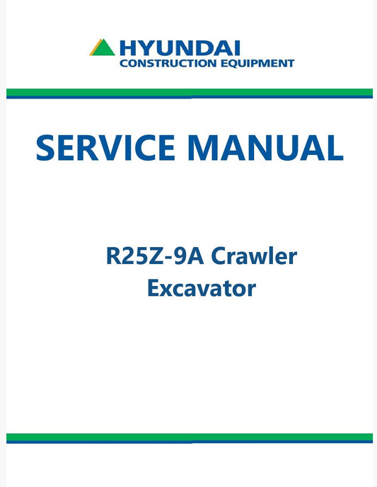 Hyundai R25Z-9A Crawler Excavator Pdf Repair Service Manual