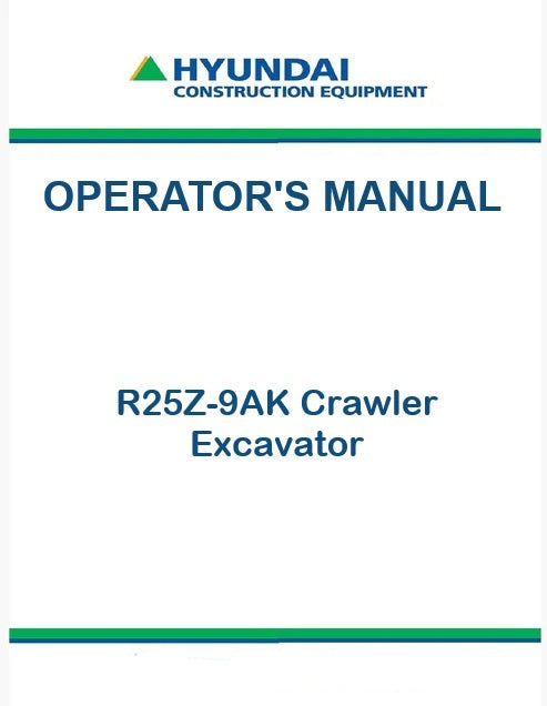 Hyundai R25Z-9AK Crawler Excavator Pdf Operator's Manual