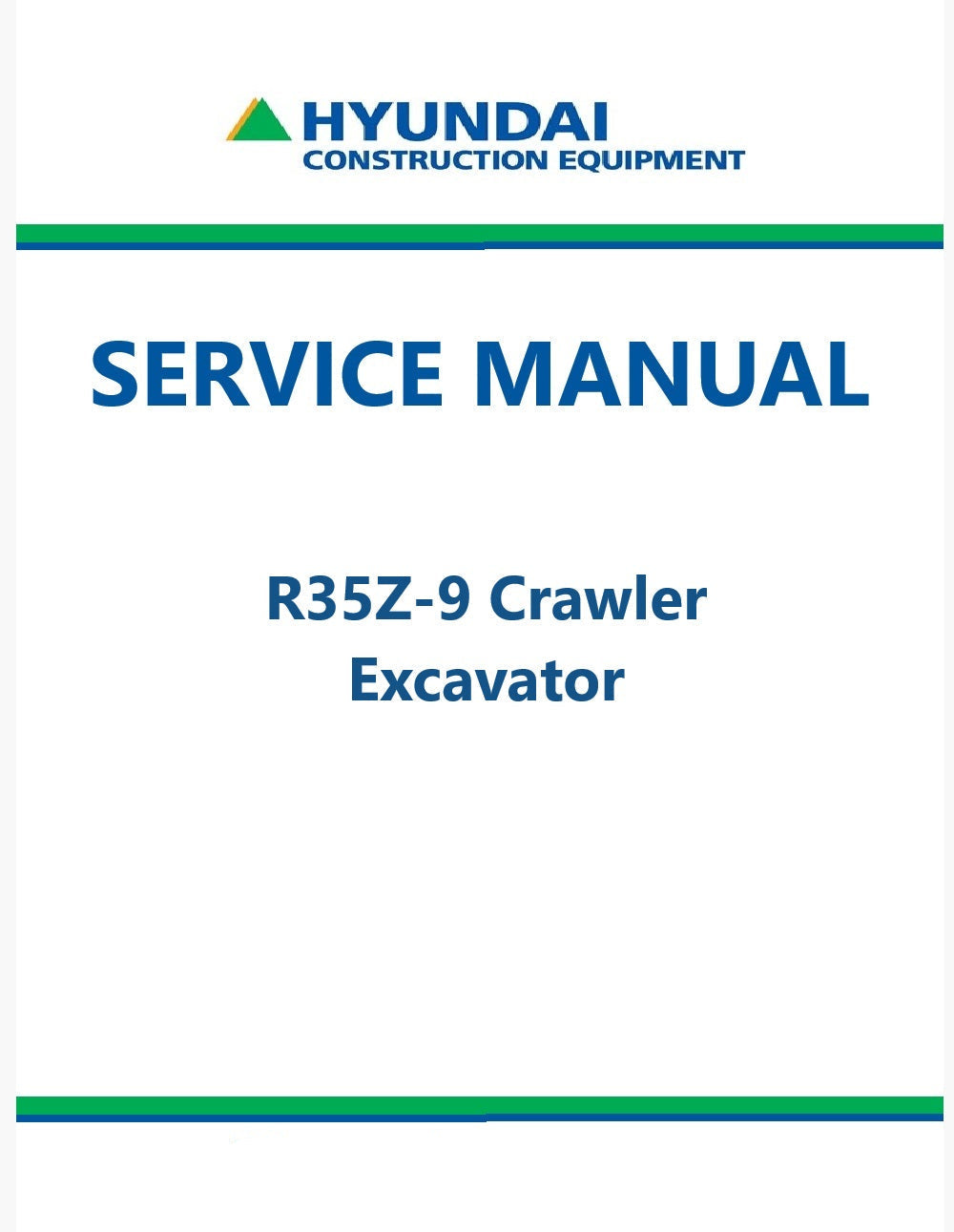 Hyundai R35Z-9 Crawler Excavator Pdf Repair Service Manual