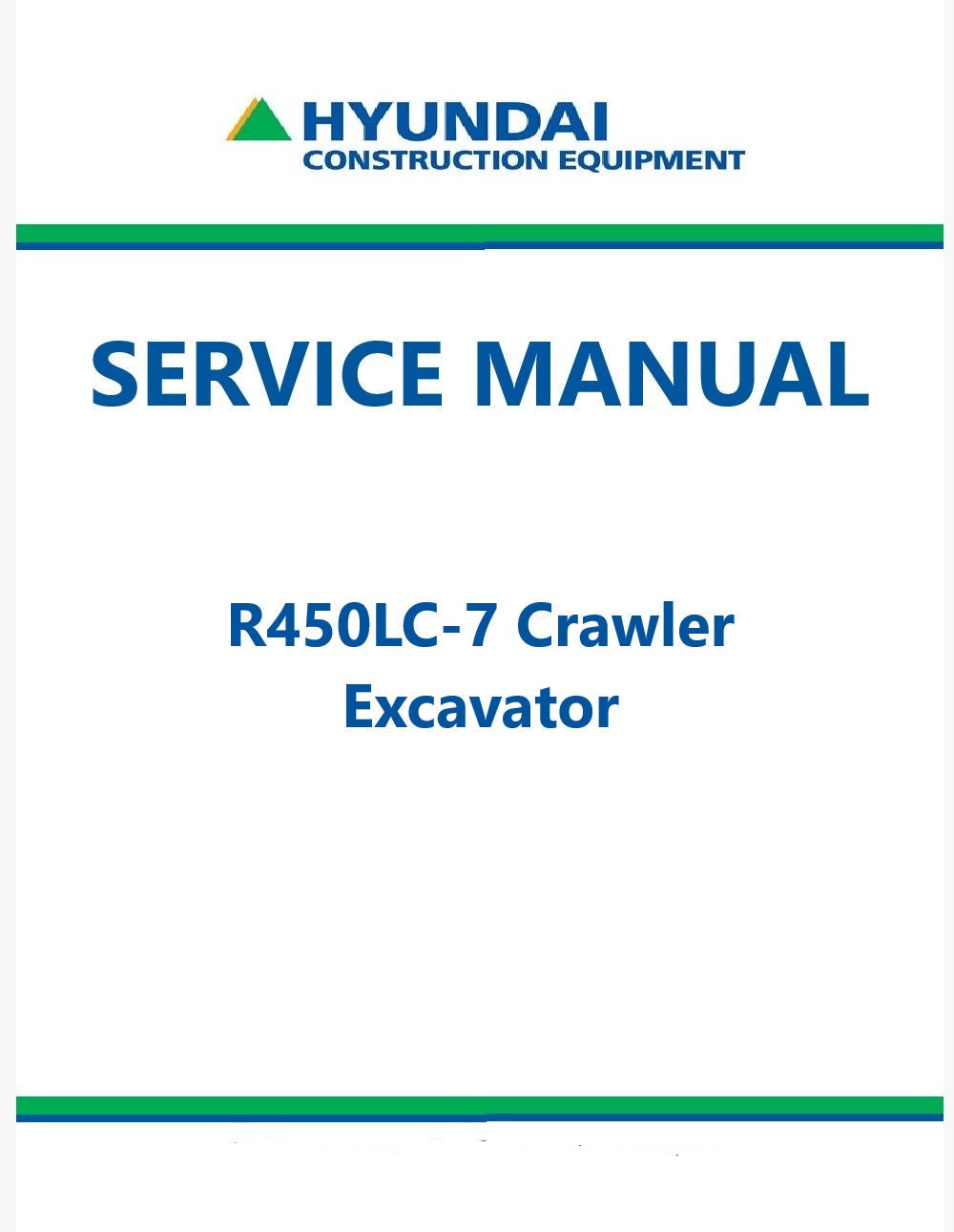 Hyundai R450LC-7 Crawler Excavator Pdf Repair Service Manual