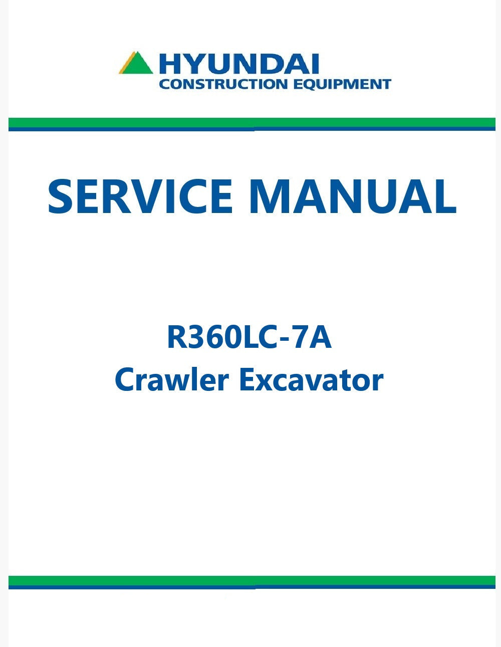Hyundai R500LC-7A Crawler Excavator Pdf Repair Service Manual