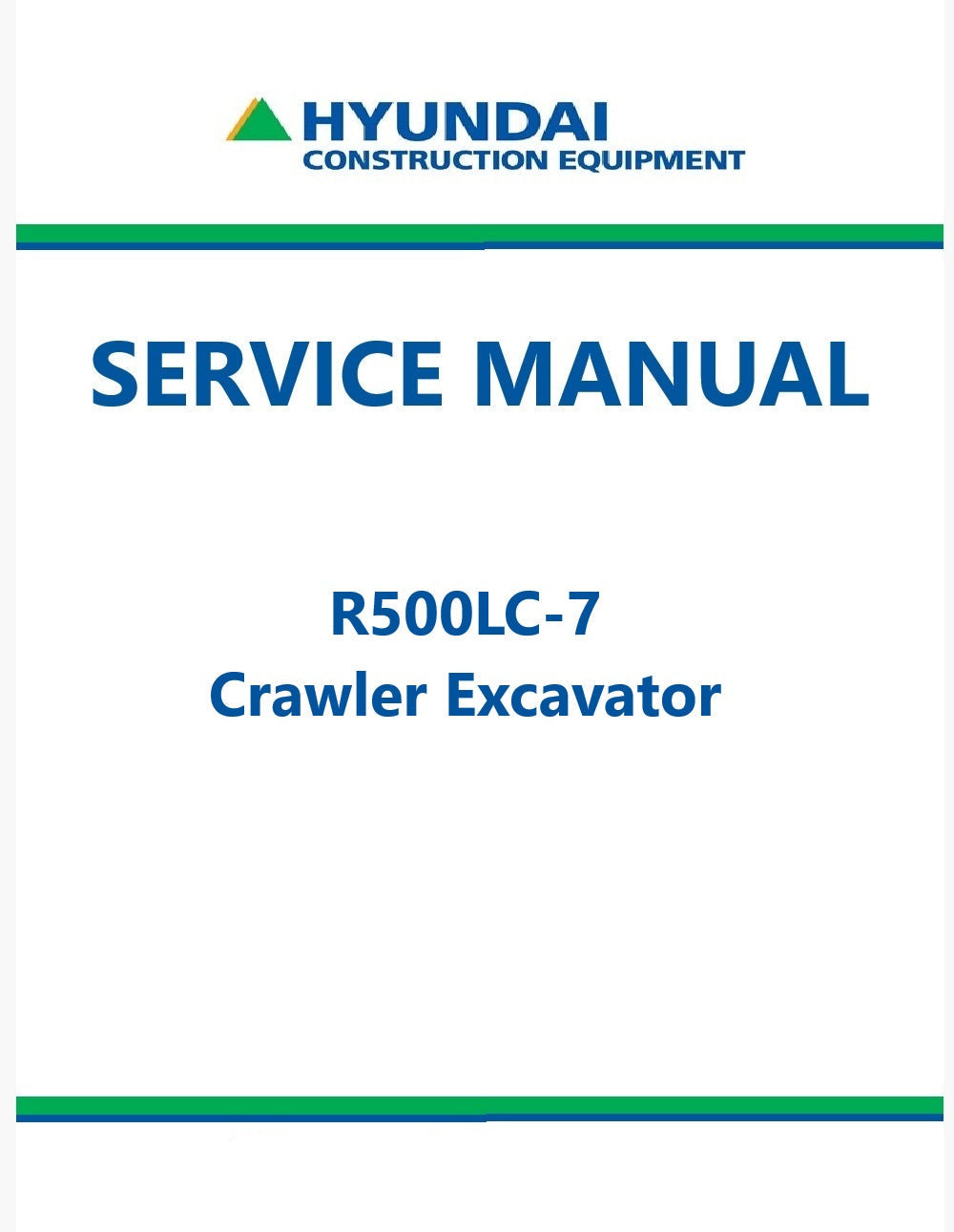 Hyundai R500LC-7 Crawler Excavator Pdf Repair Service Manual
