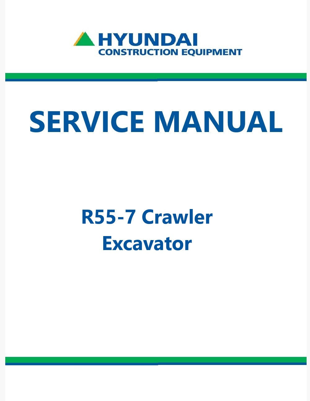 Hyundai R55-7 Crawler Excavator Pdf Repair Service Manual