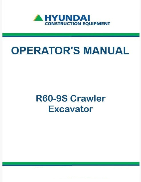 Hyundai R60-9S Crawler Excavator Pdf Operator's Manual