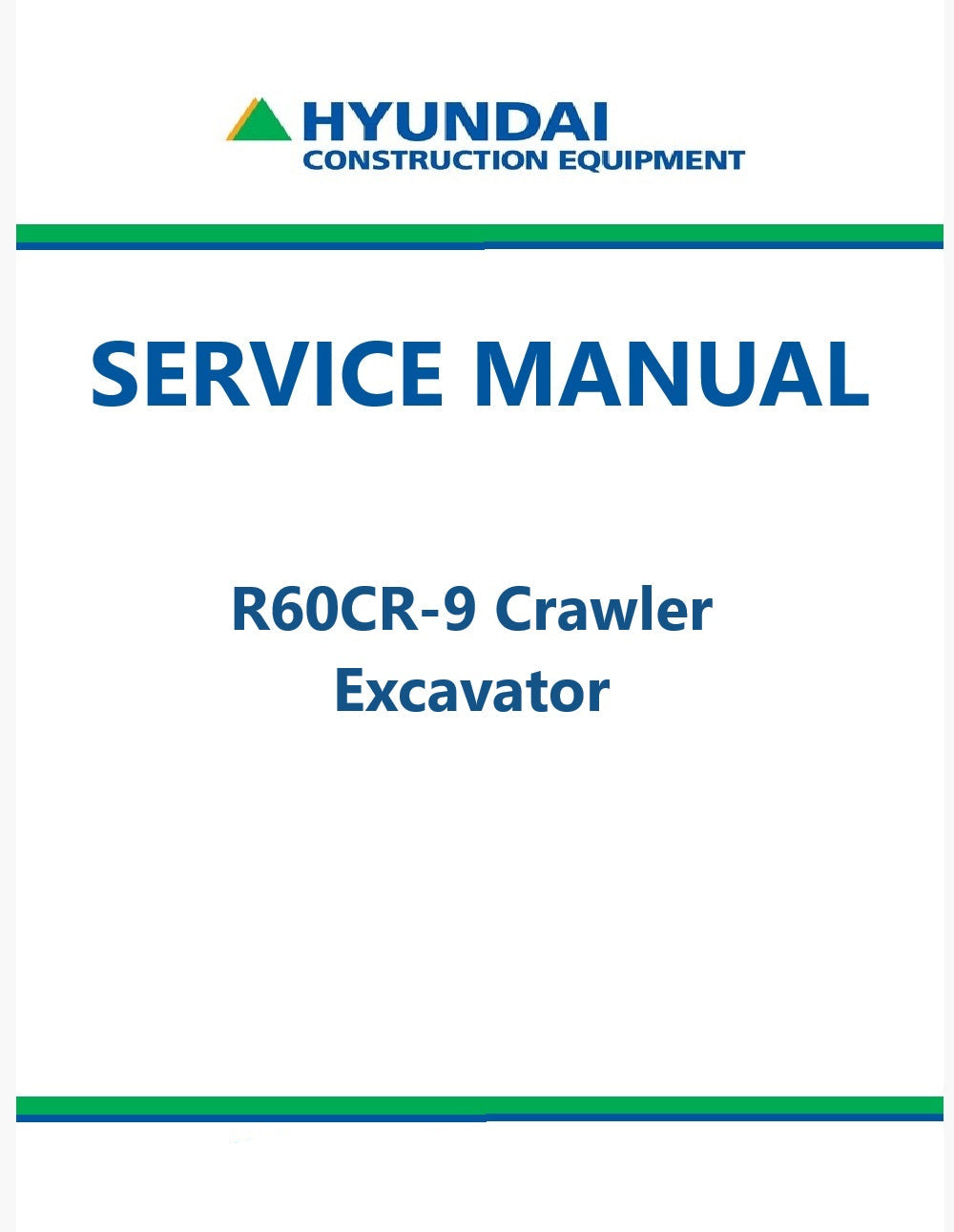 Hyundai R60CR-9 Crawler Excavator Pdf Repair Service Manual