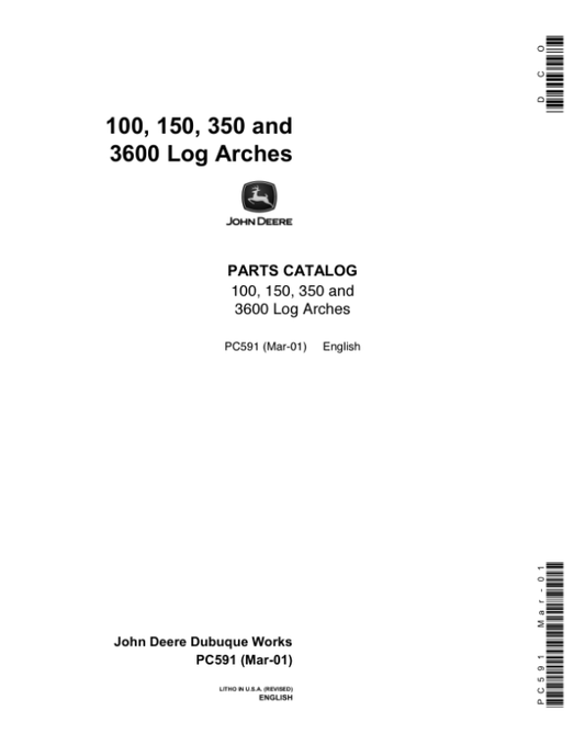 John Deere 100, 150, 350, 3600 Log Arches Attachments Parts Manual PC591