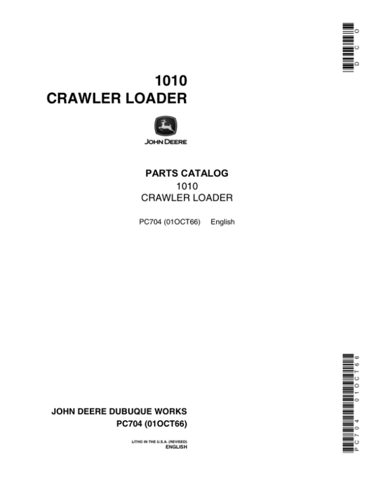 John Deere 1010 Crawler (Loader Attachement Only) Parts Manual PC704