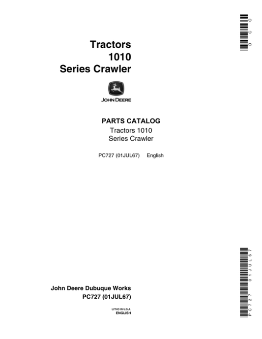 John Deere 1010 Crawlers Parts Catalog Manual – PC727