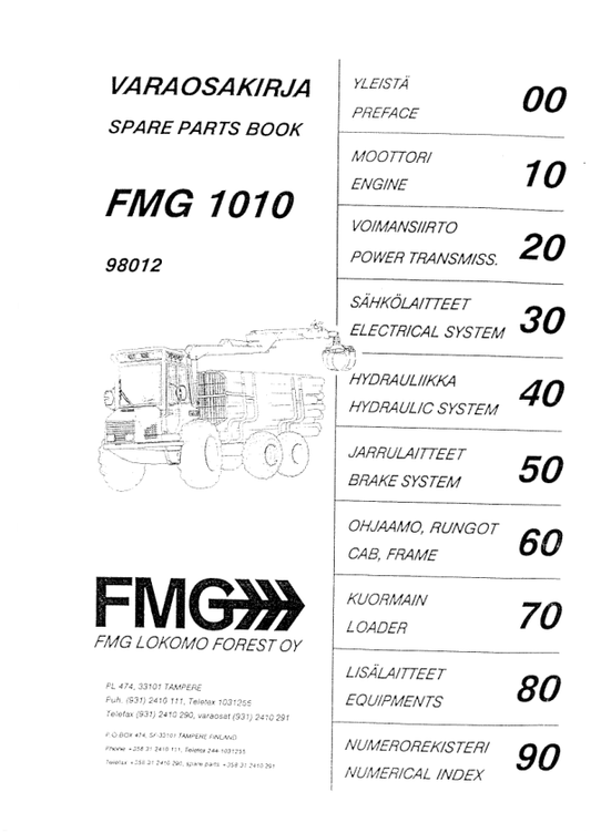 John Deere 1010 Forwarders (SN 10101300–10101457) Parts Catalog Manual – F98012E