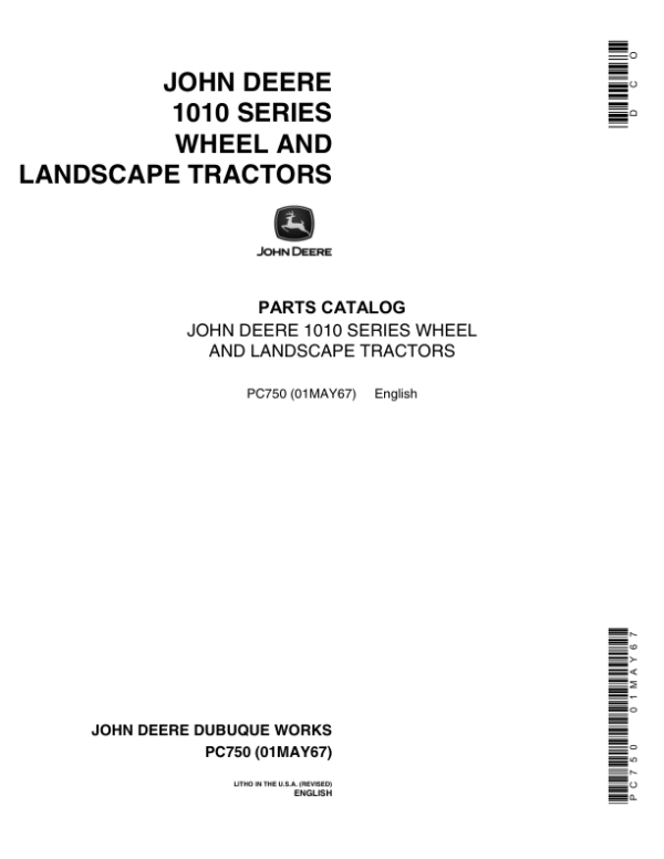 John Deere 1010 Tractors Parts Catalog Manual – PC750
