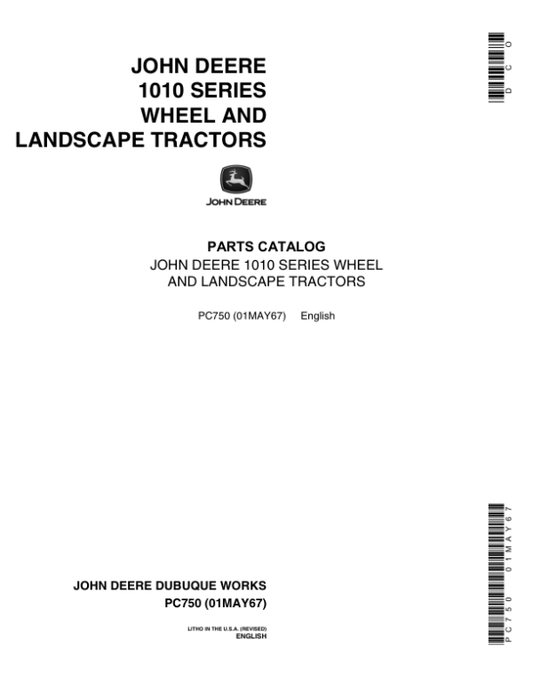John Deere 1010 Tractors Parts Catalog Manual – PC750