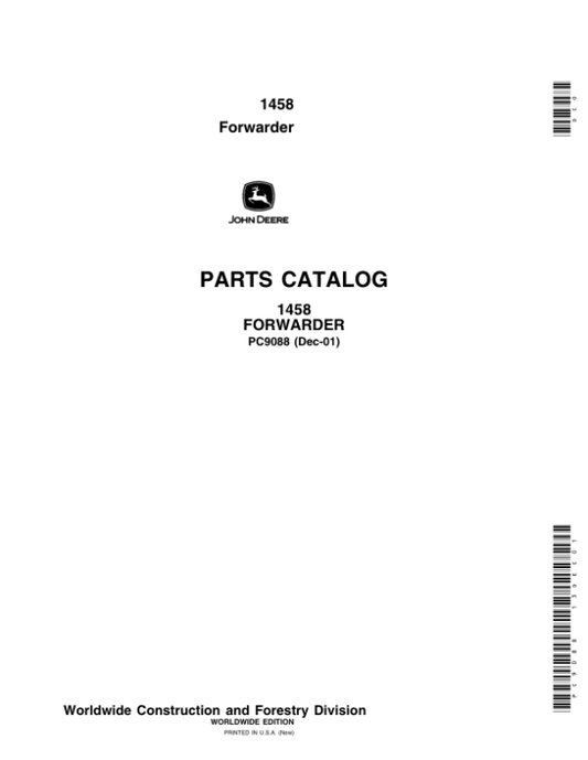 John Deere 1458 Forwarders Parts Manual PC9088