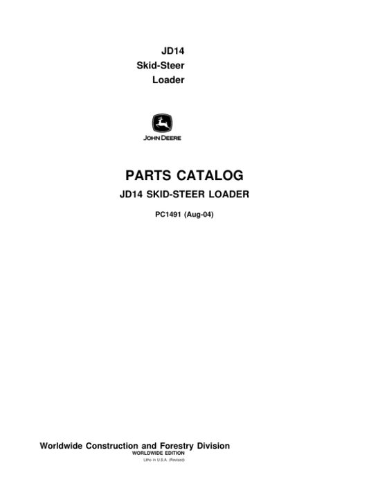 John Deere 14 Skid Steers Parts Catalog Manual – PC1491