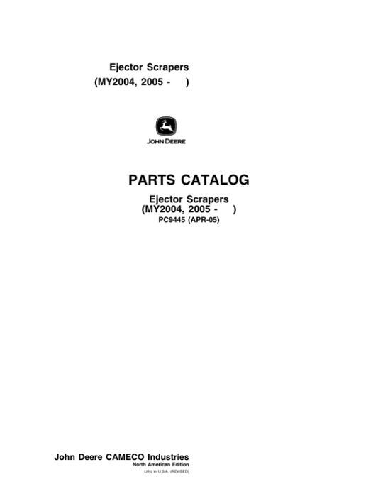 John Deere 1810E, 1814E, 1512E, 2112E Scrapers (SN 060201–) Parts Catalog Manual – PC9445