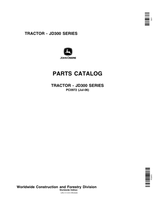 John Deere 300 Tractors Parts Catalog Manual – PC0972