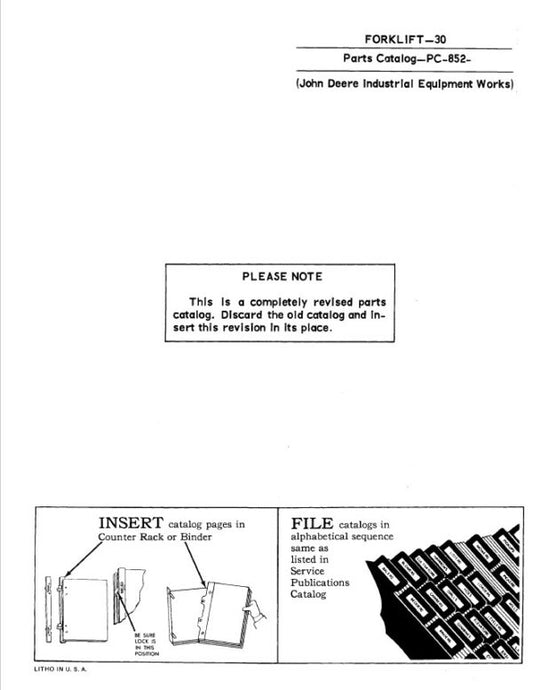 John Deere 30 Forklift Attachements Parts Catalog Manual – PC852