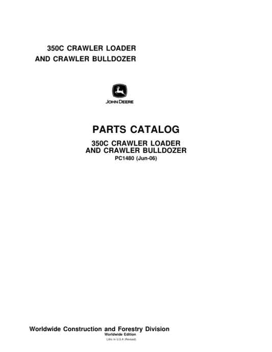 John Deere 350C Crawlers Parts Catalog Manual – PC1480