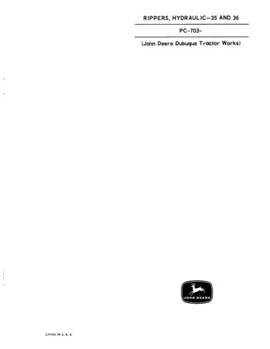 John Deere 35, 36 Attachments (MANUFACTURED 1960–1962 & 1963– ) Parts Catalog Manual – PC703