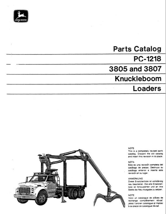 John Deere 3805, 3807 Knuckleboom Loader Parts Catalog Manual – PC1218