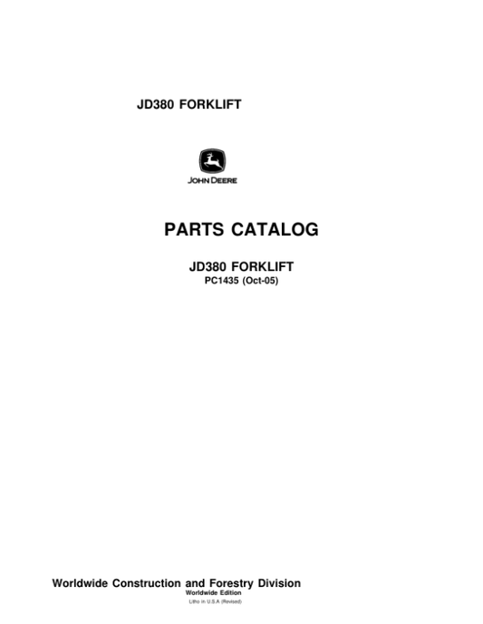 John Deere 380 Forklifts Parts Manual PC1435