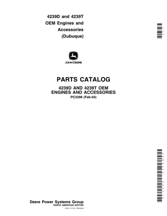 John Deere 4239D, 4239T Engines Parts Catalog Manual – PC2298